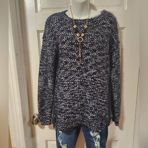 89th Madison Sweater Women's Medium M Acrylic Crew Neck Pullover Blue Multicolor